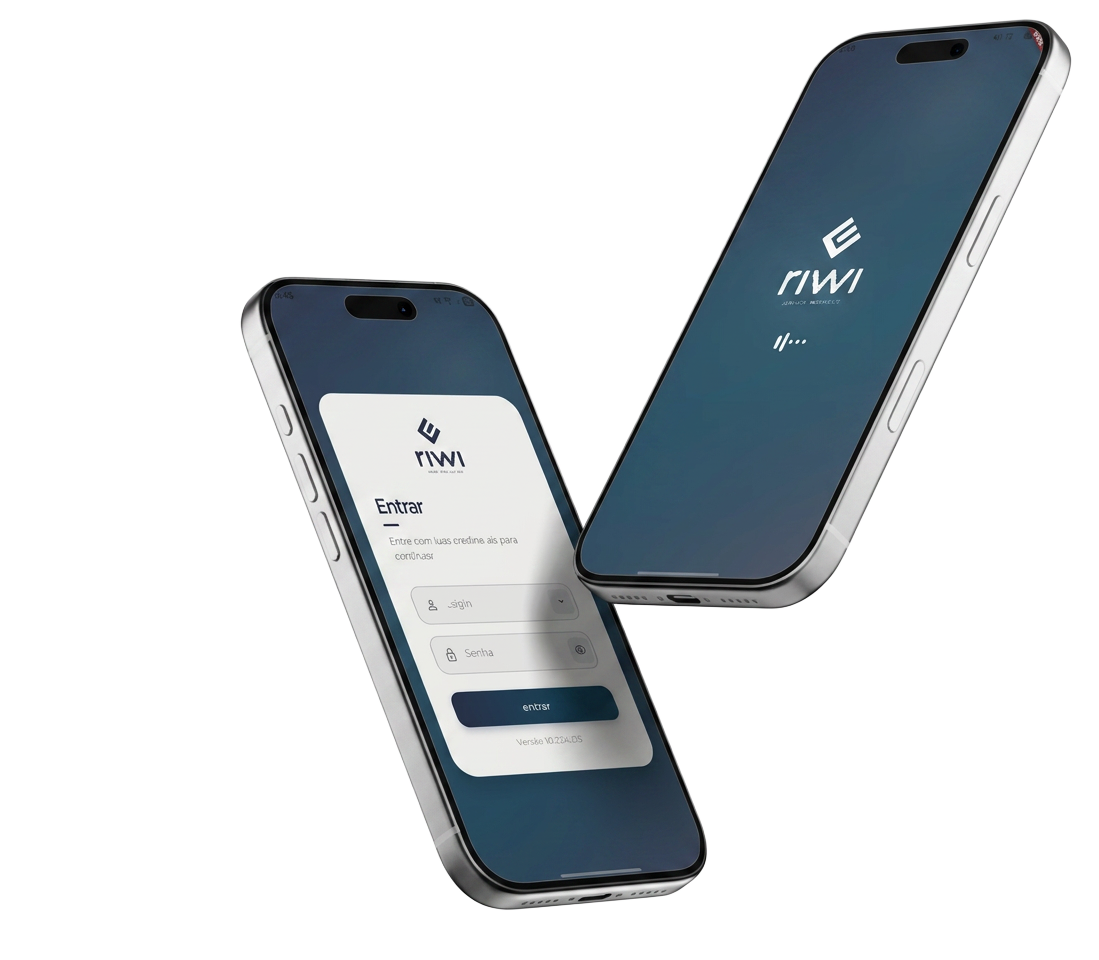 App RIWI mostrando controle de estoque em tempo real